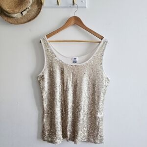 Old Navy Gold Sequin Tank Top XXL | Party Bling Glam
